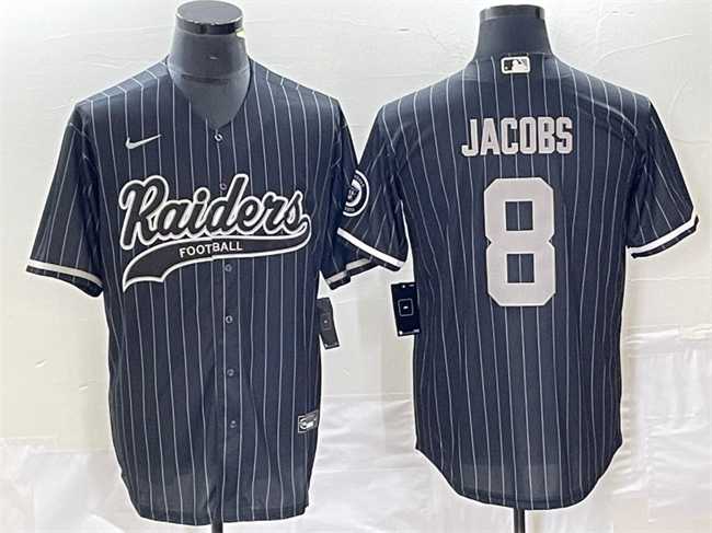 Mens Las Vegas Raiders #8 Josh Jacobs Black Cool Base Stitched Baseball Jersey